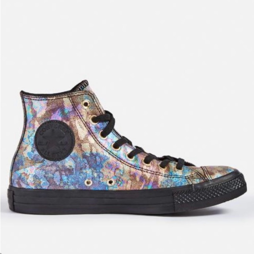 Converse Iridescent Oil-Slick Multicolor Leather High-Top Sneakers